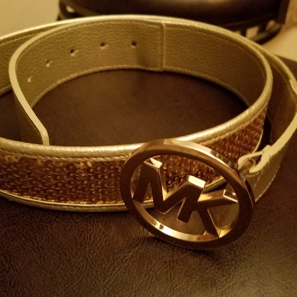 New MK gold leather and sequin belt. - Picture 1 of 4